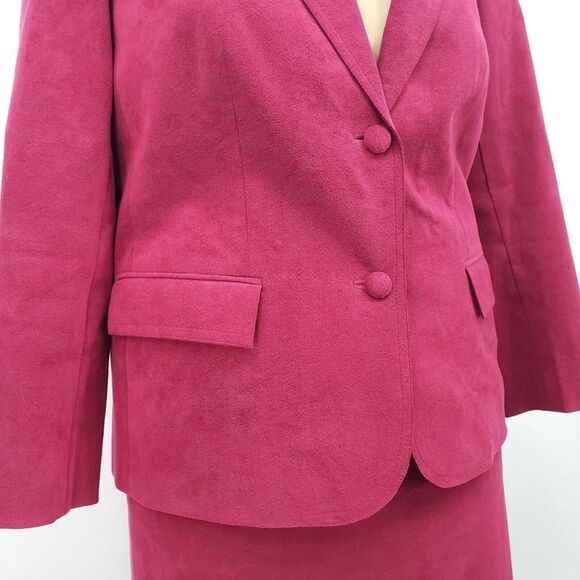 Vintage Baron Kay's Tailor Skirt & Jacket Set Large? 34W Fuchsia Suede Hong Kong - Picture 3 of 12